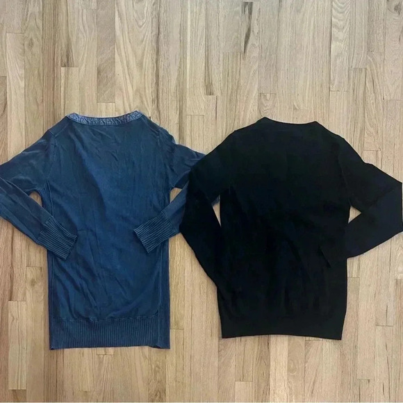 2 Cardigans from The Worth Collection, Blue Cotton, Black Wool, Size Small - Picture 6 of 7